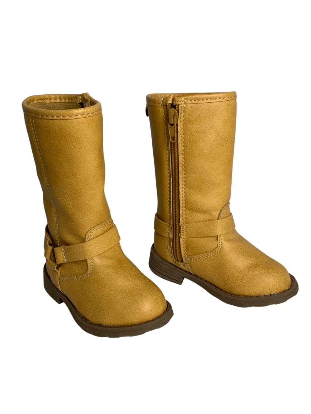 Carter's Tan Riding Style Boots Girl Toddler 4M Side Zippers Buckle Detailing